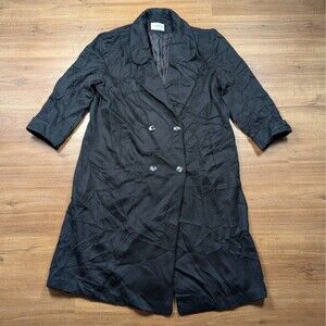 Vintage Cathy-Jo Luxury Double Breasted Coat 75% Wool Classic Black Lined XL